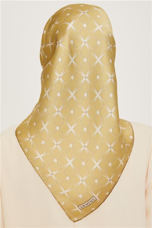 Armine Monogram Desenli Sura Saf İpek Eşarp 9207D 01 35 