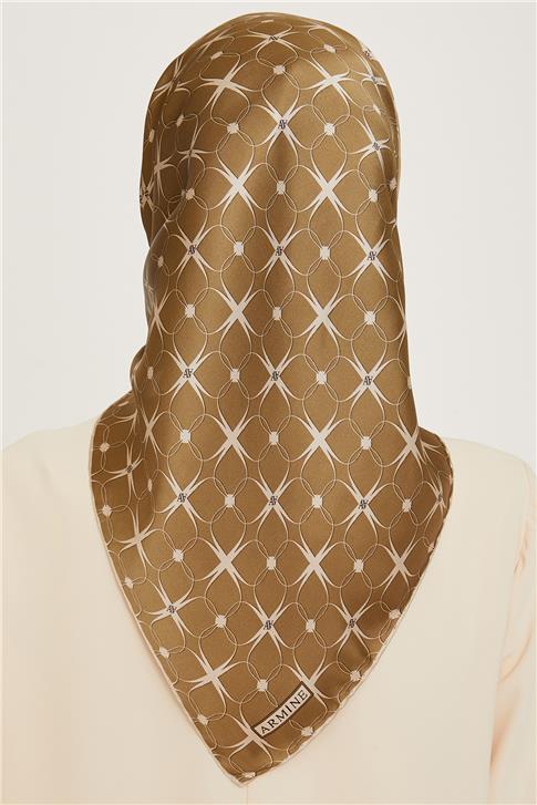 Armine Monogram Desenli Sura Saf İpek Eşarp 9207D 01 51