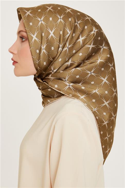Armine Monogram Desenli Sura Saf İpek Eşarp 9207D 01 51