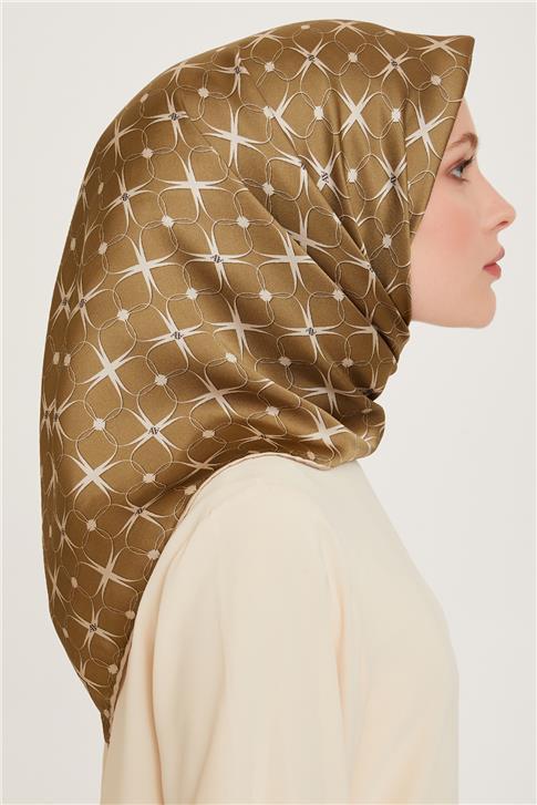 Armine Monogram Desenli Sura Saf İpek Eşarp 9207D 01 51