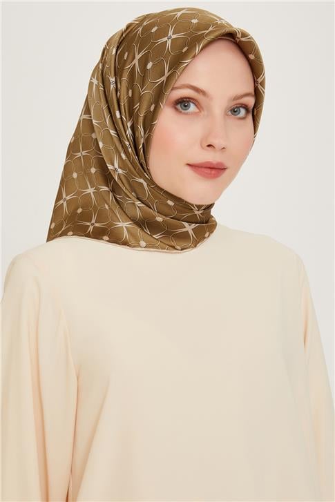 Armine Monogram Desenli Sura Saf İpek Eşarp 9207D 01 51