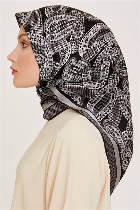 Armine Etnik Desenli Twill Saf İpek Eşarp 9208D 81