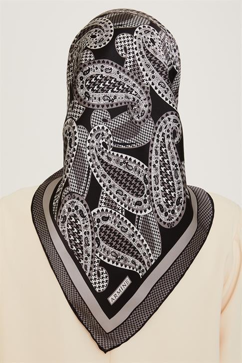 Armine Etnik Desenli Twill Saf İpek Eşarp 9208D 81