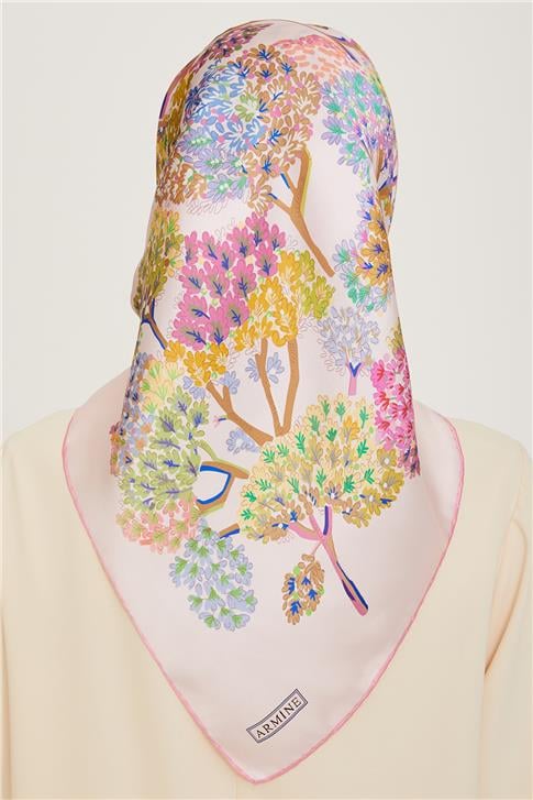 Armine Çiçek Desenli Sura Saf İpek Eşarp 9209D 04