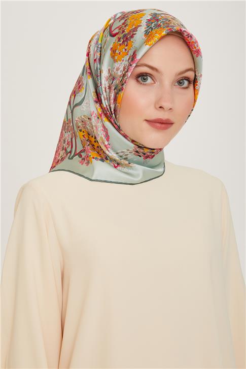 Armine Çiçek Desenli Sura Saf İpek Eşarp 9209D 56