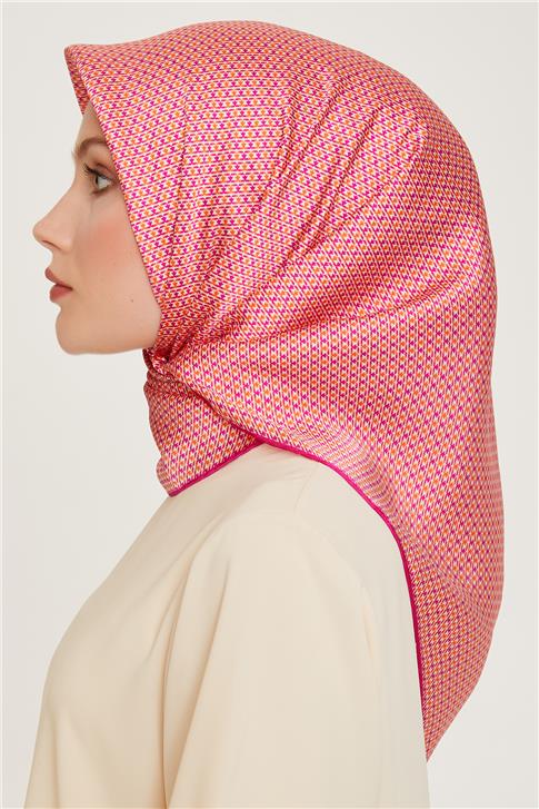 Armine Klasik Desenli Twill Saf İpek Eşarp 9210D 80 04
