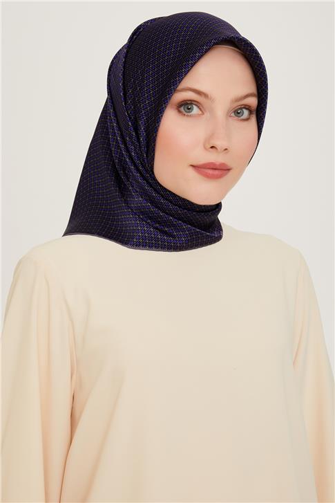 Armine Klasik Desenli Twill Saf İpek Eşarp 9210D 80 34
