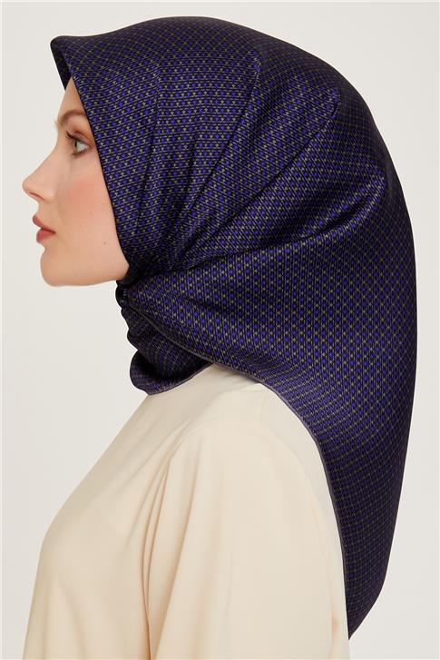 Armine Klasik Desenli Twill Saf İpek Eşarp 9210D 80 34