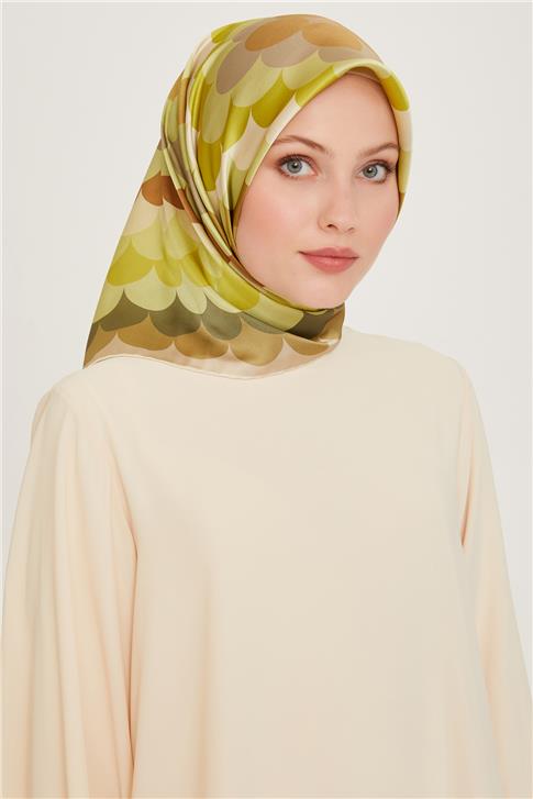 Armine Geometrik Desenli Twill Saf İpek Eşarp 9212D 81 37