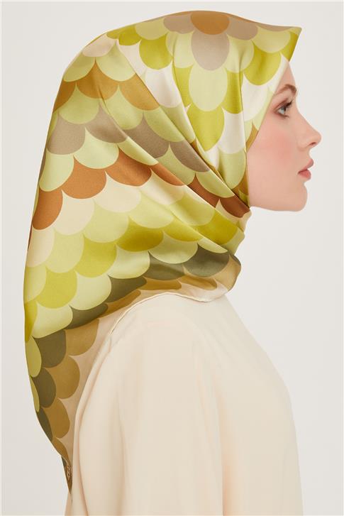 Armine Geometrik Desenli Twill Saf İpek Eşarp 9212D 81 37