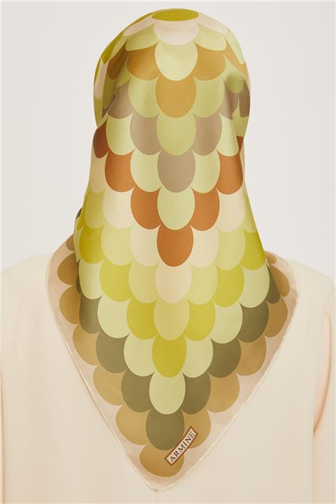 Armine Geometrik Desenli Twill Saf İpek Eşarp 9212D 81 37