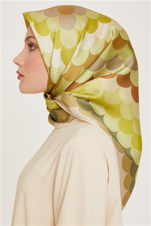 Armine Geometrik Desenli Twill Saf İpek Eşarp 9212D 81 37