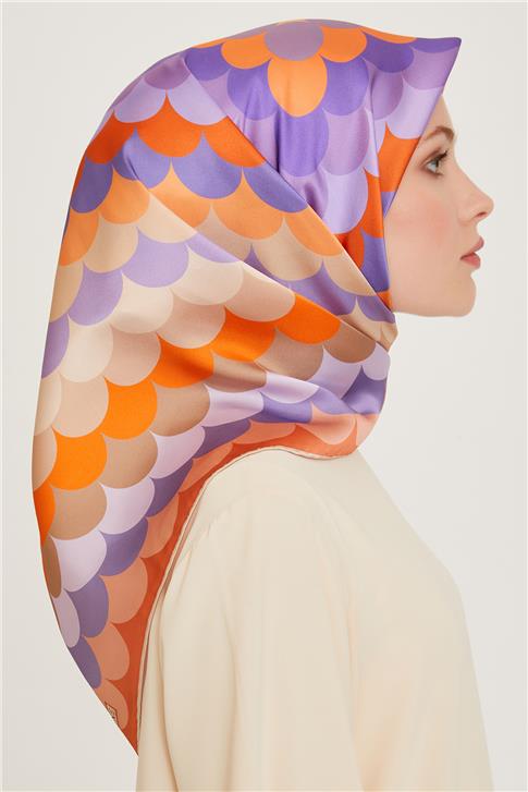 Armine Geometrik Desenli Twill Saf İpek Eşarp 9212D 81 41
