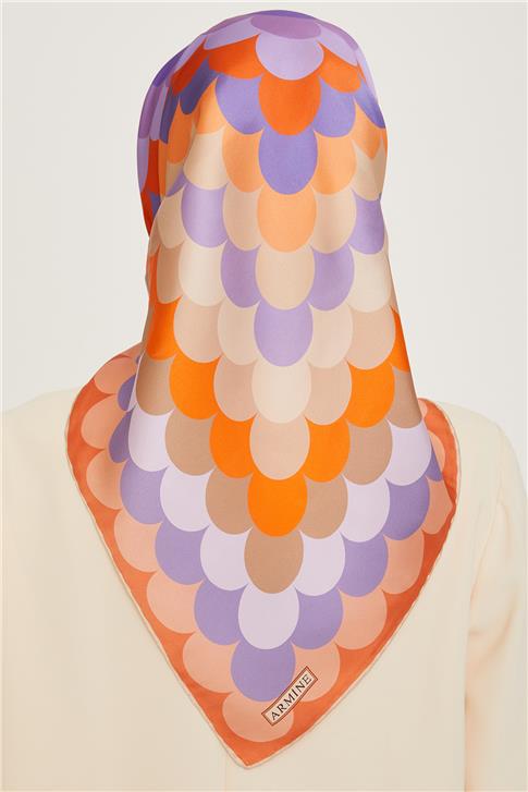 Armine Geometrik Desenli Twill Saf İpek Eşarp 9212D 81 41