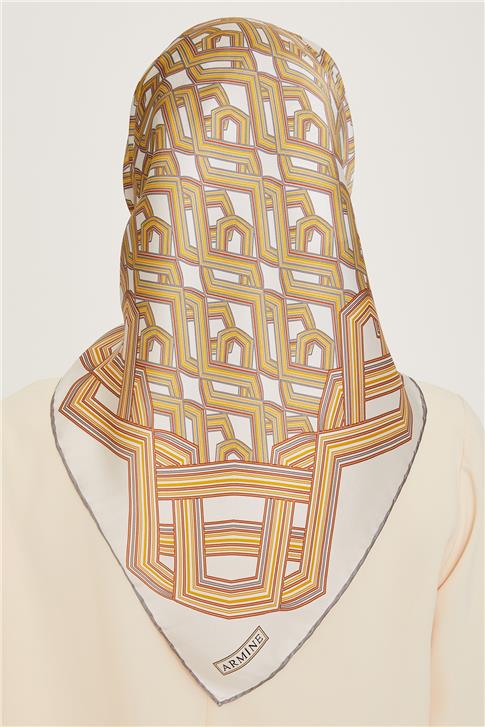 Armine Klasik Desenli Sura Saf İpek Eşarp 9213D 05