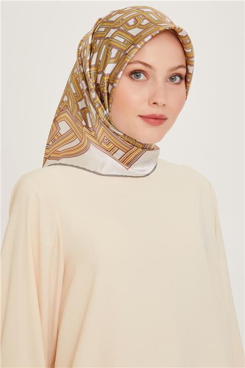 Armine Klasik Desenli Sura Saf İpek Eşarp 9213D 05