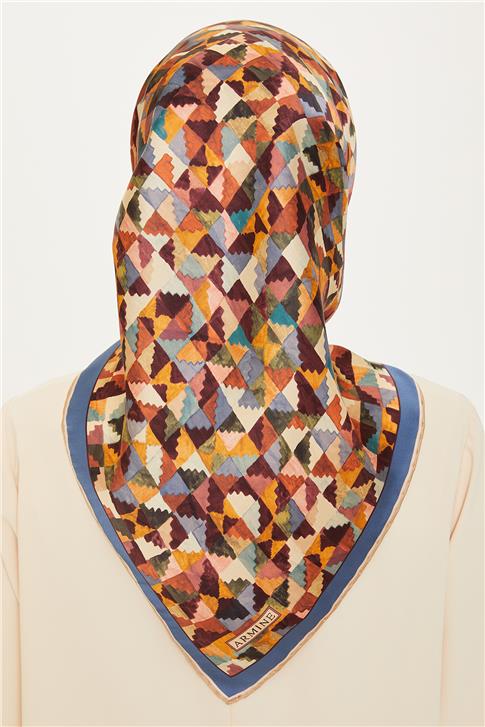 Armine Geometrik Desenli Sura Saf İpek Eşarp 9214D 03