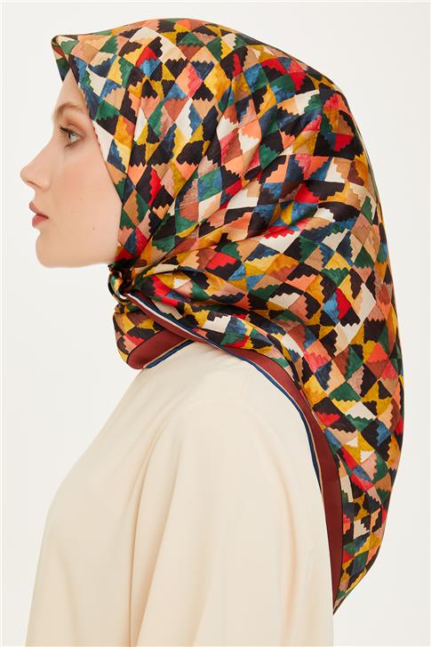Armine Geometrik Desenli Sura Saf İpek Eşarp 9214D 31