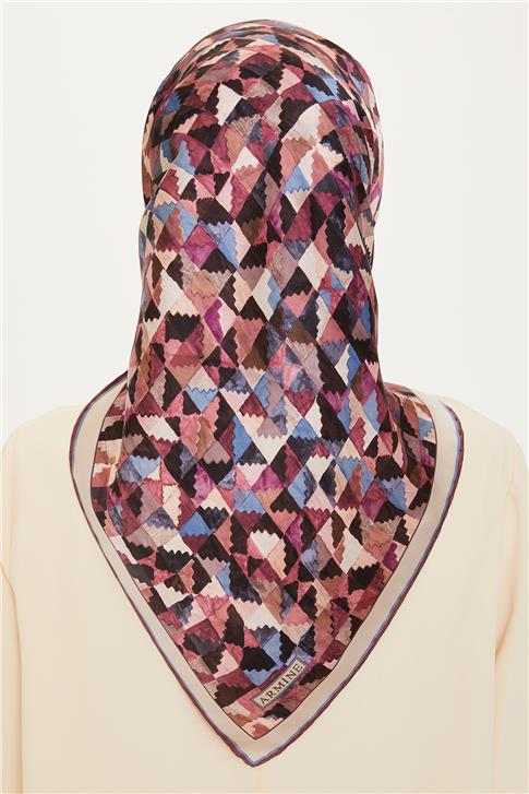 Armine Geometrik Desenli Twill Saf İpek Eşarp 9214D 85 83