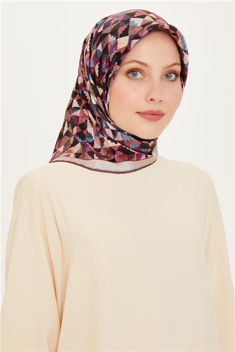Armine Geometrik Desenli Twill Saf İpek Eşarp 9214D 85 83
