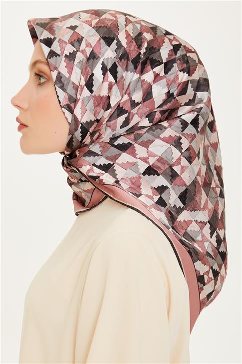 Armine Geometrik Desenli Twill Saf İpek Eşarp 9214D 85 86
