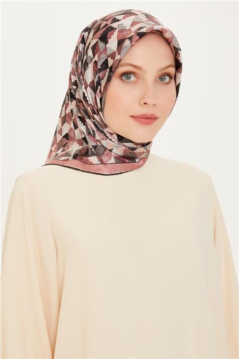 Armine Geometrik Desenli Twill Saf İpek Eşarp 9214D 85 86