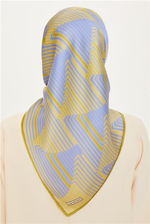 Armine Geometrik Desenli Sura Saf İpek Eşarp 9218D 10