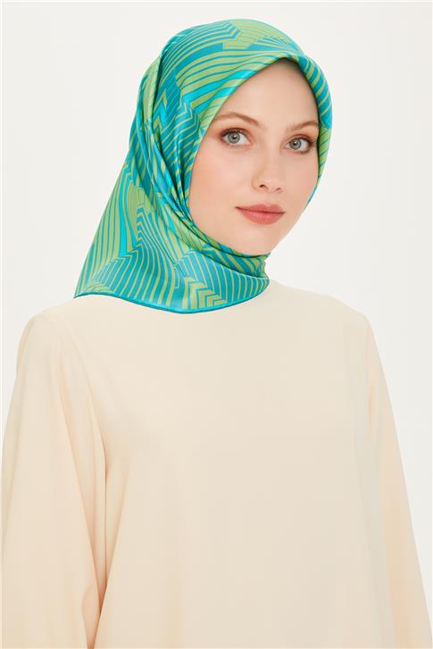 Armine Geometrik Desenli Sura Saf İpek Eşarp 9218D 12