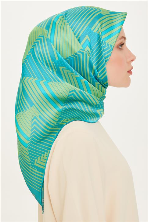 Armine Geometrik Desenli Sura Saf İpek Eşarp 9218D 12