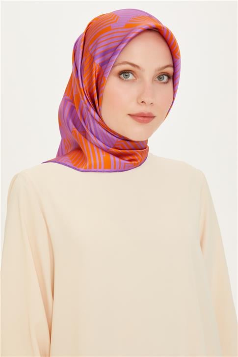 Armine Geometrik Desenli Sura Saf İpek Eşarp 9218D 13
