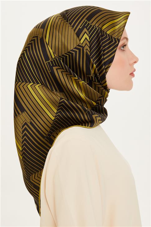 Armine Geometrik Desenli Twill Saf İpek Eşarp 9218D 83 04