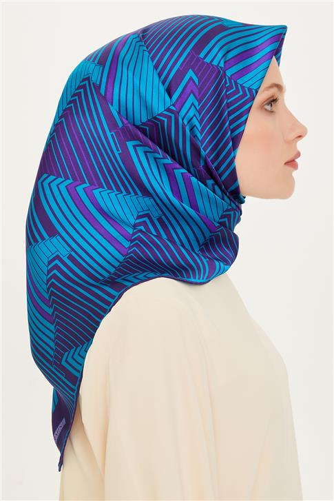 Armine Geometrik Desenli Twill Saf İpek Eşarp 9218D 83 07