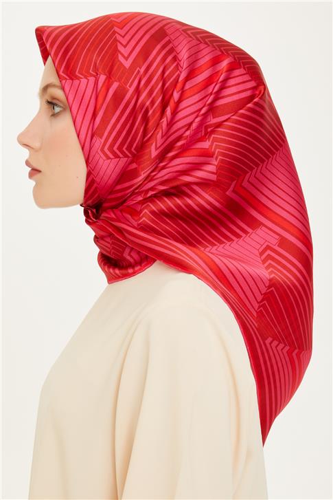 Armine Geometrik Desenli Twill Saf İpek Eşarp 9218D 83 08