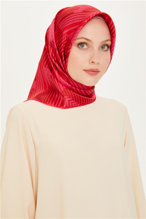 Armine Geometrik Desenli Twill Saf İpek Eşarp 9218D 83 08
