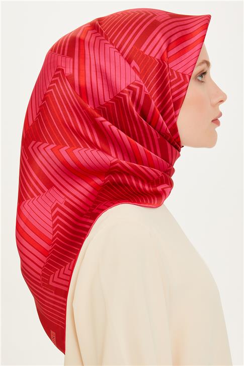 Armine Geometrik Desenli Twill Saf İpek Eşarp 9218D 83 08