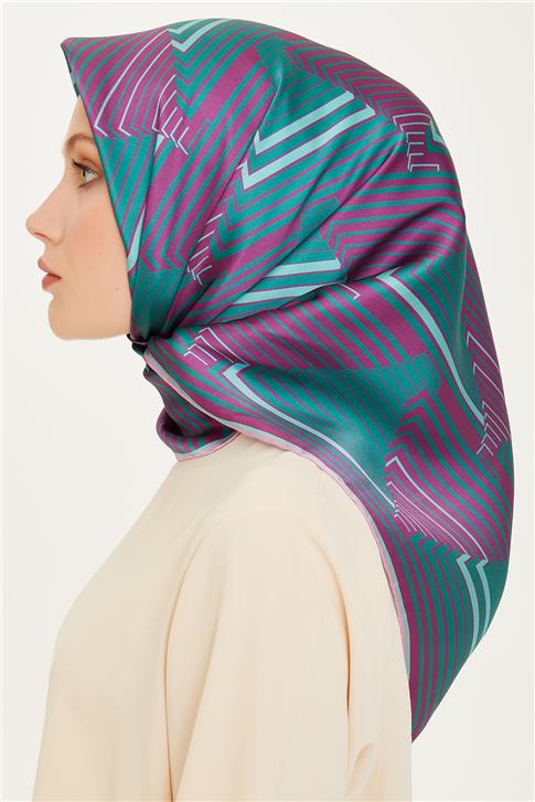 Armine Geometrik Desenli Twill Saf İpek Eşarp 9218D 83 39