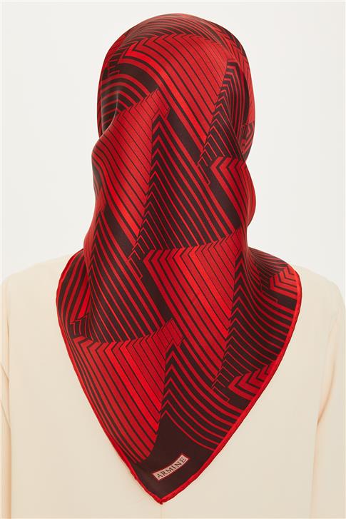 Armine Geometrik Desenli Twill Saf İpek Eşarp 9218D 83 82 