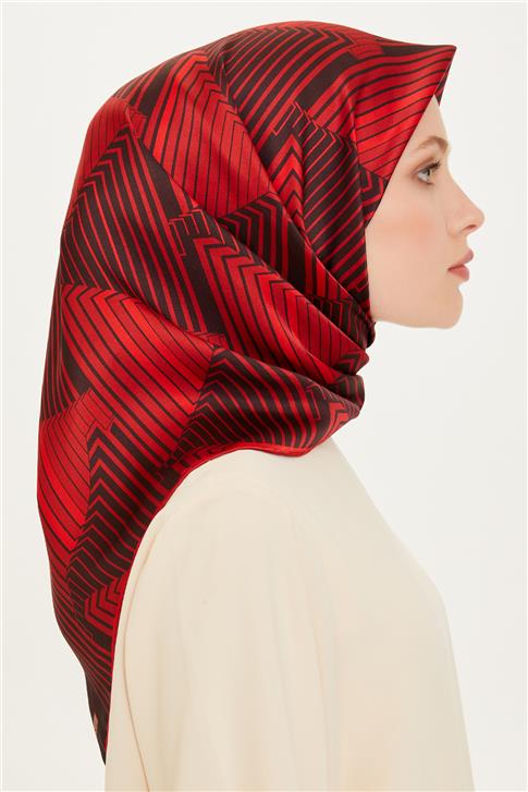 Armine Geometrik Desenli Twill Saf İpek Eşarp 9218D 83 82 