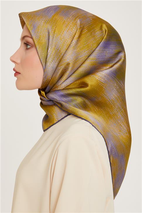 Armine Soyut Desenli Twill Saf İpek Eşarp 9221D 08