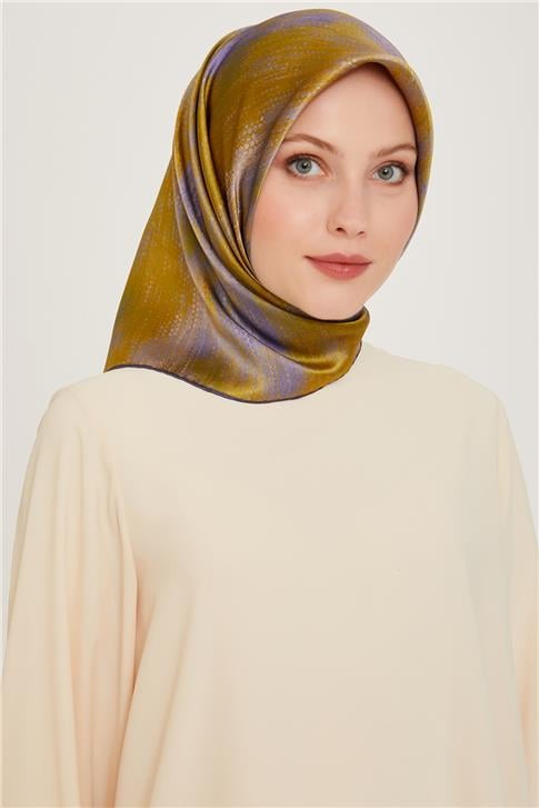 Armine Soyut Desenli Twill Saf İpek Eşarp 9221D 08