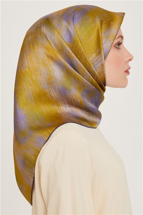 Armine Soyut Desenli Twill Saf İpek Eşarp 9221D 08
