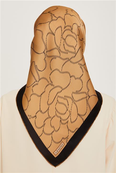 Armine Çiçek Desenli Sura Saf İpek Eşarp 9222D 01