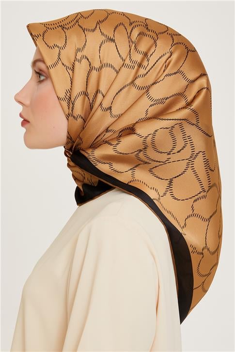 Armine Çiçek Desenli Sura Saf İpek Eşarp 9222D 01