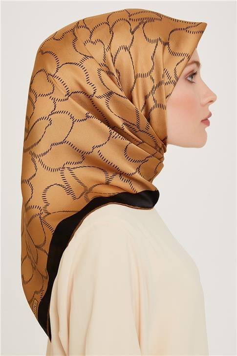 Armine Çiçek Desenli Sura Saf İpek Eşarp 9222D 01