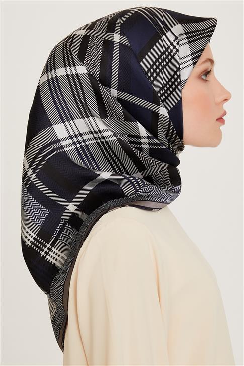 Armine Geometrik Desenli Twill Saf İpek Eşarp 9223D 53