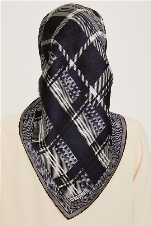Armine Geometrik Desenli Twill Saf İpek Eşarp 9223D 53