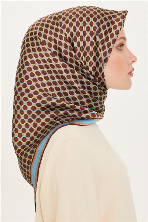 Armine Geometrik Desenli Sura Saf İpek Eşarp 9226D 81 03