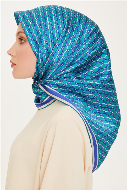 Armine Geometrik Desenli Sura Saf İpek Eşarp 9226D 81 06