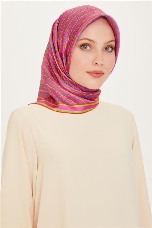 Armine Geometrik Desenli Sura Saf İpek Eşarp 9226D 81 12