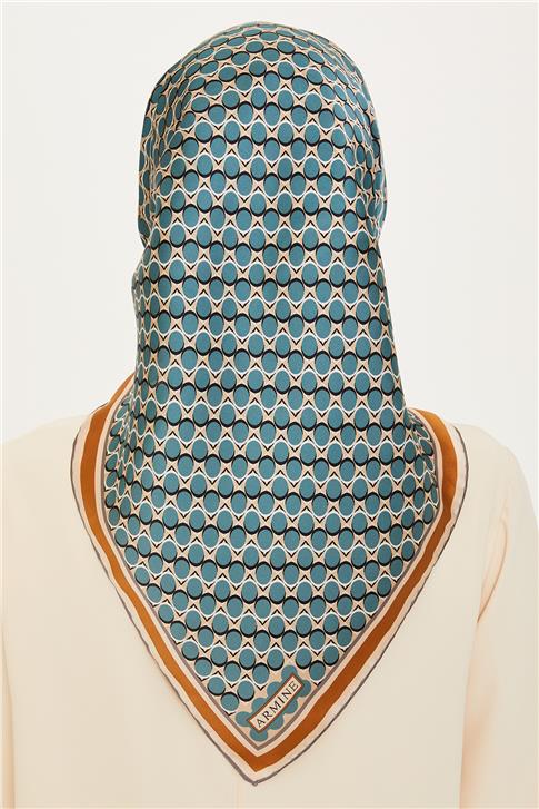 Armine Geometrik Desenli Sura Saf İpek Eşarp 9226D 81 35